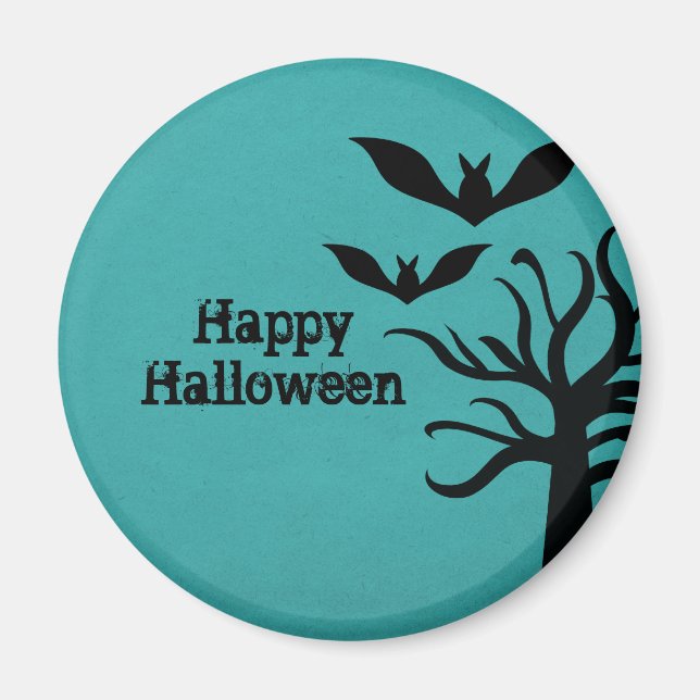 Eerie Bats Halloween Magnet, Aqua Magnet (Front)