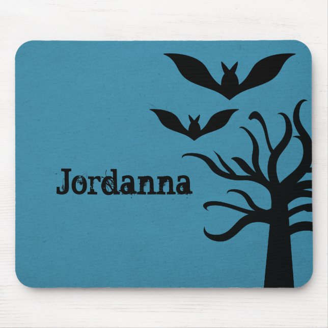 Eerie Bats Halloween Mousepad, Blue Mouse Pad (Front)