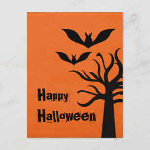 Eerie Bats Halloween Postcard, Orange Postcard