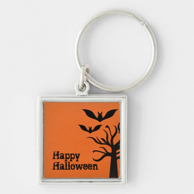 Eerie Bats Premium Keychain, Orange Key Ring (Front)