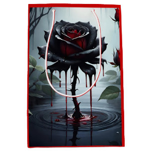 Eerie black rose red medium gift bag