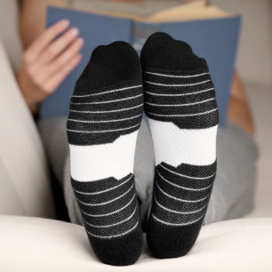 Eerie black rose white and black stripe socks