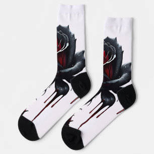 Eerie black rose white socks