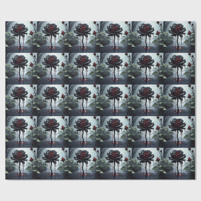 Eerie black rose  wrapping paper (Flat)
