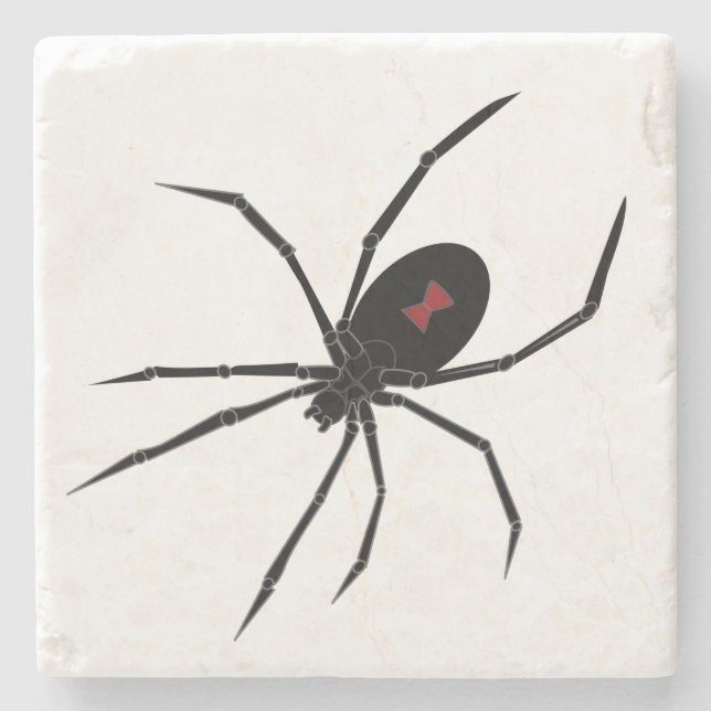 Eerie Black Widow Spider Stone Coaster (Front)