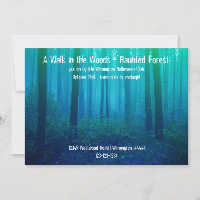 Eerie Blue Forest - Haunted Forest Invitation (Front)