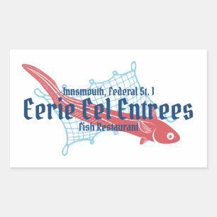 Eerie Eel Entrees Innsmouth Fish Restaurants Rectangular Sticker