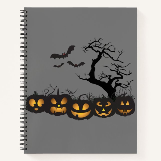 Eerie Elegance: Halloween Customisable Spiral Notebook (Front)