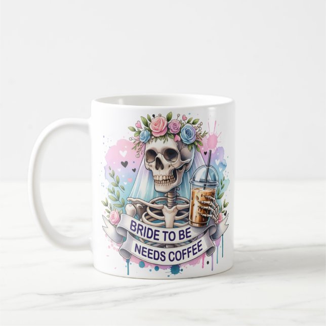Eerie Elegance: Skeleton Bride Coffee Mug (Left)