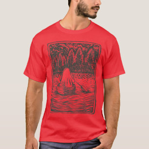 EERIE GHOST ROWING BOAT ACROSS LAKE Halloween Meme T-Shirt