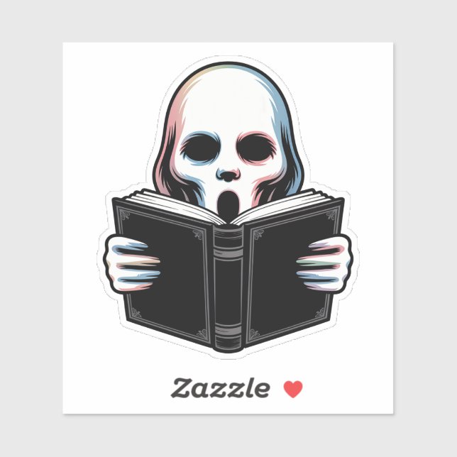 Eerie Ghost With Book - Creepy Halloween Art (Sheet)