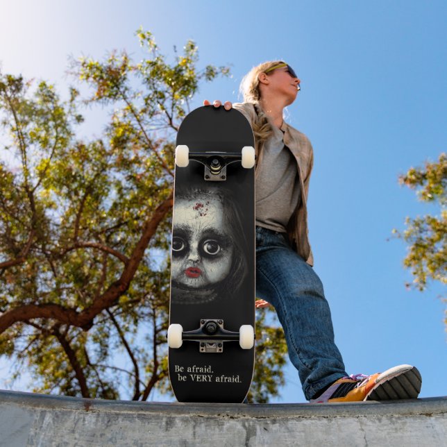 Eerie Gothic Doll with Blood Halloween Skateboard (Outdoor 1)