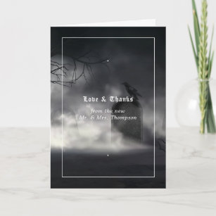 Eerie Gothic Wedding Photo Thank You Card