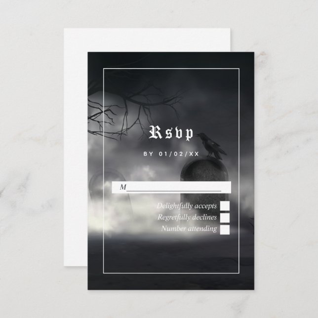 Eerie Gothic Wedding RSVP Card (Front/Back)