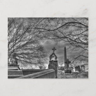 eerie graveyard postcard