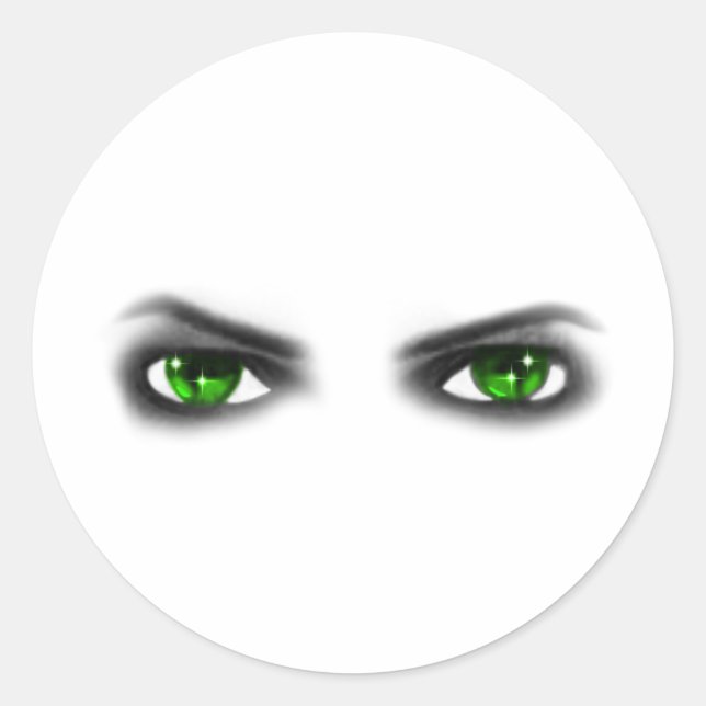 Eerie Green Eyes Classic Round Sticker (Front)
