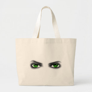 Eerie Green Eyes Large Tote Bag