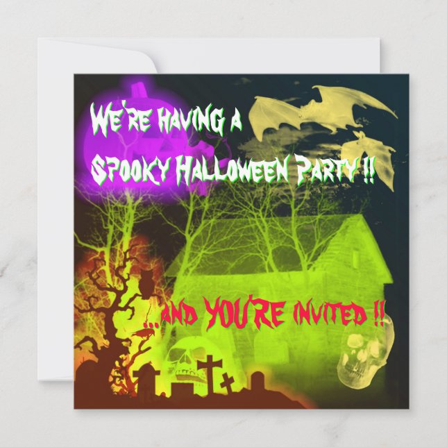 Eerie Halloween Haunted Barn - Be Brave Invitation (Front)