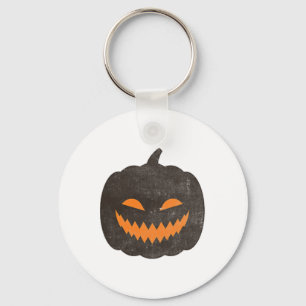 Eerie Halloween Jack-o-lantern Pumpkin Key Ring