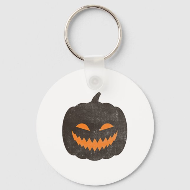 Eerie Halloween Jack-o-lantern Pumpkin  Key Ring (Front)