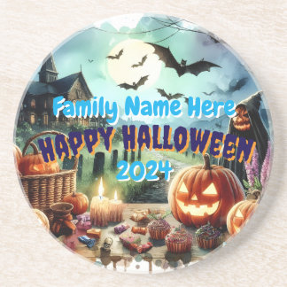 Eerie Halloween Night Watercolor Coaster