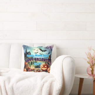 Eerie Halloween Night Watercolor Cushion