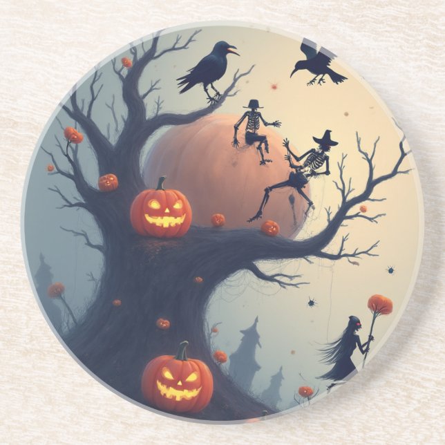 Eerie Halloween Tree Coaster (Front)