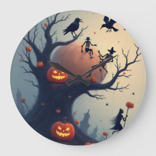 Eerie Halloween Tree Large Clock