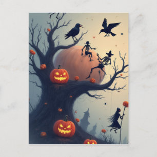 Eerie Halloween Tree Postcard