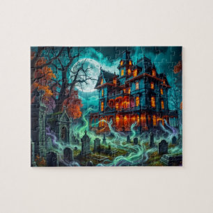 Eerie House by the Haunted Cemetery Jigsaw Puzzle