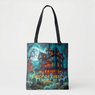 Eerie House by the Haunted Cemetery Tote Bag