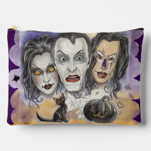 Eerie Laughing Masks, Black Cat Watches Accessory Pouch