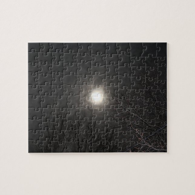 Eerie Moon In Clouds Puzzle (Horizontal)