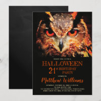 Eerie Night Owl Halloween 21st Birthday Party Invi