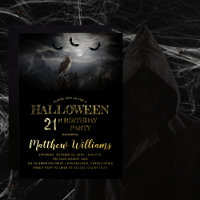 Eerie Owl Bats Night Halloween 21st Birthday Party