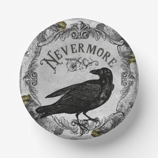 Eerie Raven Halloween Party Horror Paper Plate (Front)