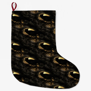 Eerie Raven Silhouette Against A Glowing Moon Large Christmas Stocking