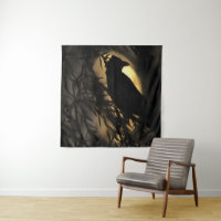 Eerie Raven Silhouette Against A Glowing Moon