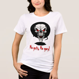 Eerie Red-Eyed Skull Illustration - Dark Gothic Tri-Blend Shirt
