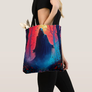 Eerie Shadow in Crimson Woods Design Tote Bag