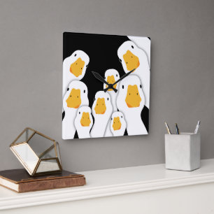 Eerie Surveillance: Geese Monitoring from Space Square Wall Clock