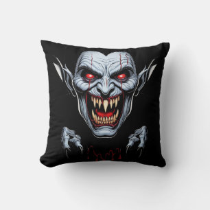 Eerie Vampire Face Throw Pillow