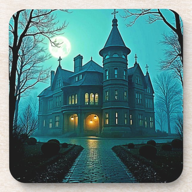 Eerie Victorian Mansion Moonlight Coaster (Front)