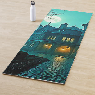 Eerie Victorian Mansion Moonlight Yoga Mat