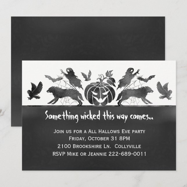 Eery Creatures Halloween Party Invitation (Front/Back)