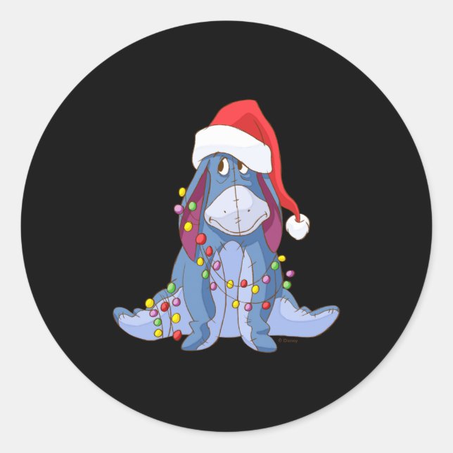 Eeyore Santa Claus  Classic Round Sticker (Front)