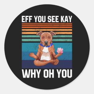 Eff You See Kay Why Oh You Funny Vintage Pitbull Y Classic Round Sticker