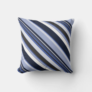 Effective Blue Contemporary Diagonal Stripes Cushion