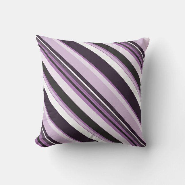 Effective Lilac Contemporary Diagonal Stripes Cushion (Front)