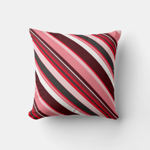 Effective Red Contemporary Diagonal Stripes Cushion